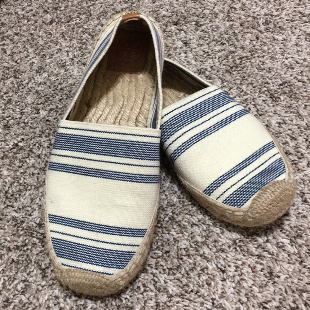 Tory Burch Flat espadrilles size 8 blue tan white